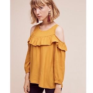 Maeve from Anthro, Mustard Yellow Cold Shoulder